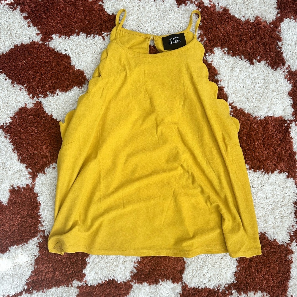 Fifty Street Vibrant Yellow Sleeveless Tank Top with Cut Out Style — Size L